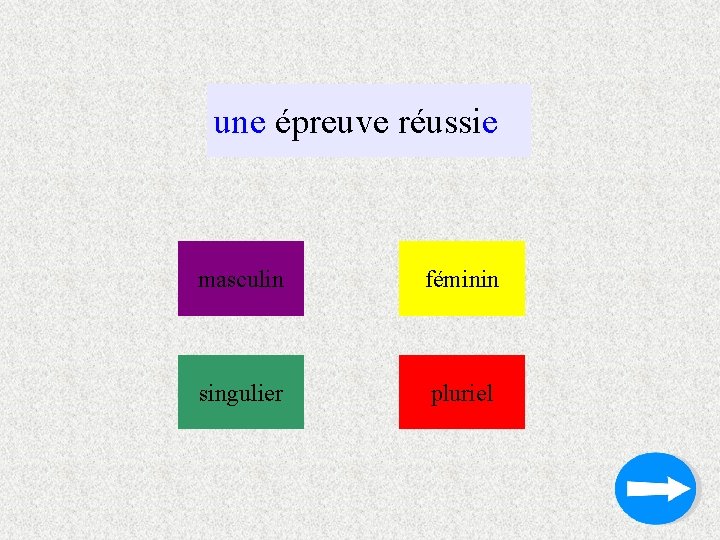 une épreuve réussie masculin féminin singulier pluriel 