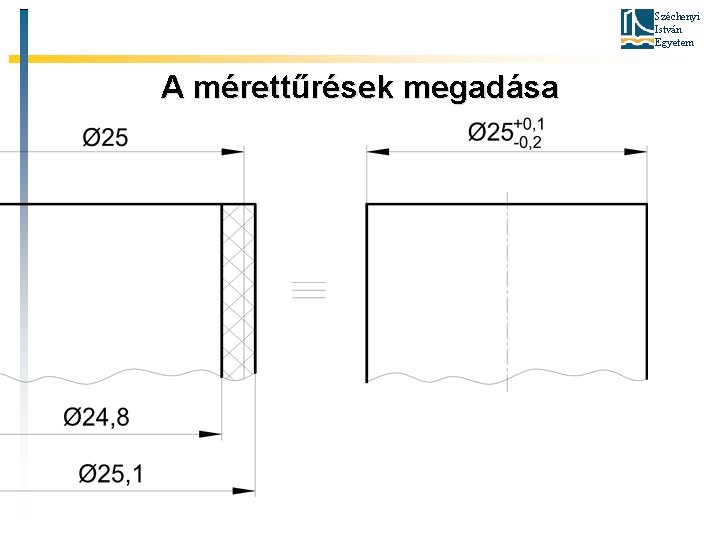 Széchenyi István Egyetem A mérettűrések megadása 