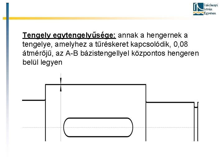 Széchenyi István Egyetem Tengely egytengelyűsége: annak a hengernek a tengelye, amelyhez a tűréskeret kapcsolódik,