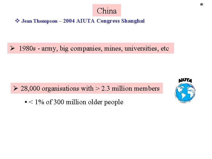 China v Jean Thompson – 2004 AIUTA Congress Shanghai Ø 1980 s - army,