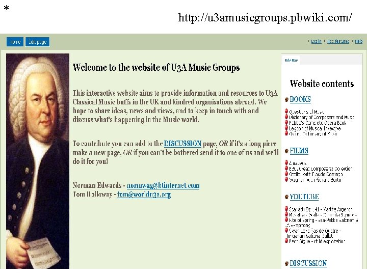 * http: //u 3 amusicgroups. pbwiki. com/ 