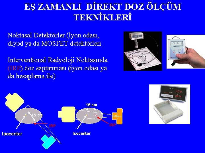 EŞ ZAMANLI DİREKT DOZ ÖLÇÜM TEKNİKLERİ Noktasal Detektörler (İyon odası, diyod ya da MOSFET