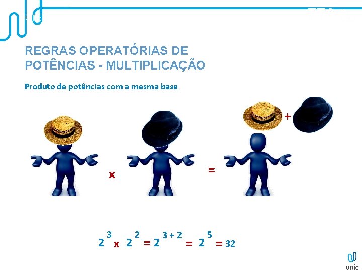 POTÊNCIAS E RAÍZES REGRAS OPERATÓRIAS DE POTÊNCIAS - MULTIPLICAÇÃO Produto de potências com a POTÊNCIAS E RAÍZES REGRAS OPERATÓRIAS DE POTÊNCIAS - MULTIPLICAÇÃO Produto de potências com a