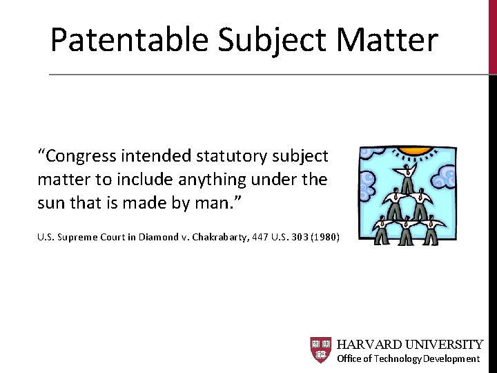 Patentable Subject Matter “Congress intended statutory subject matter to include anything under the sun Patentable Subject Matter “Congress intended statutory subject matter to include anything under the sun