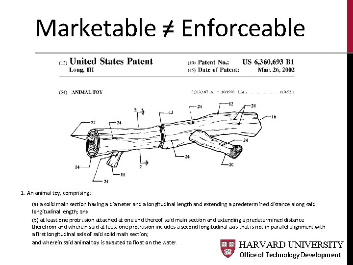 Marketable = Enforceable 1. An animal toy, comprising: (a) a solid main section having Marketable = Enforceable 1. An animal toy, comprising: (a) a solid main section having