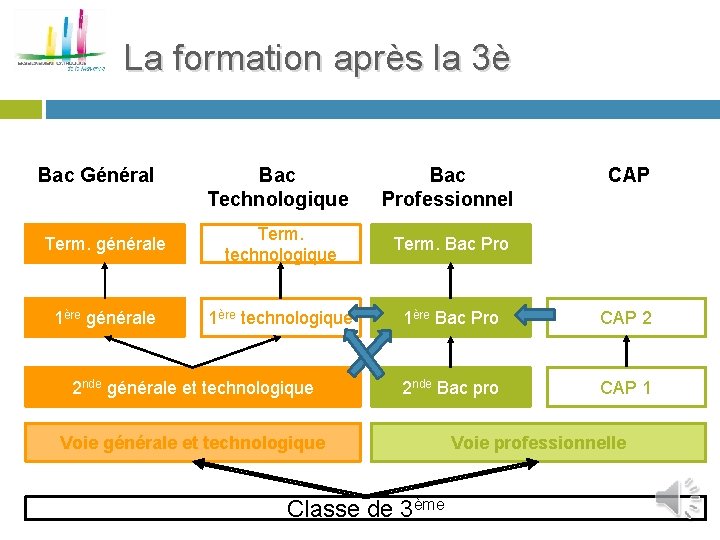 La formation après la 3è Bac Général Bac Technologique Bac Professionnel Term. générale Term.