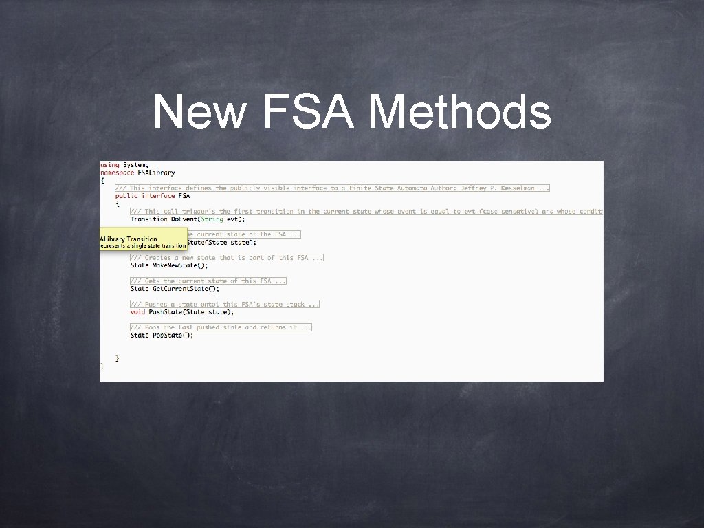 New FSA Methods 