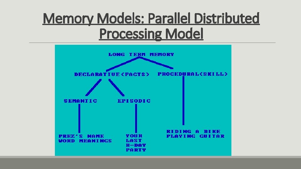 Memory Models: Parallel Distributed Processing Model 