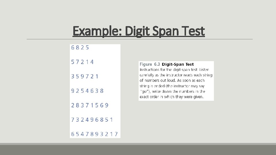 Example: Digit Span Test 