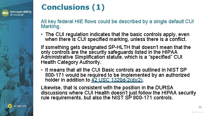 Conclusions (1) All key federal HIE flows could be described by a single default