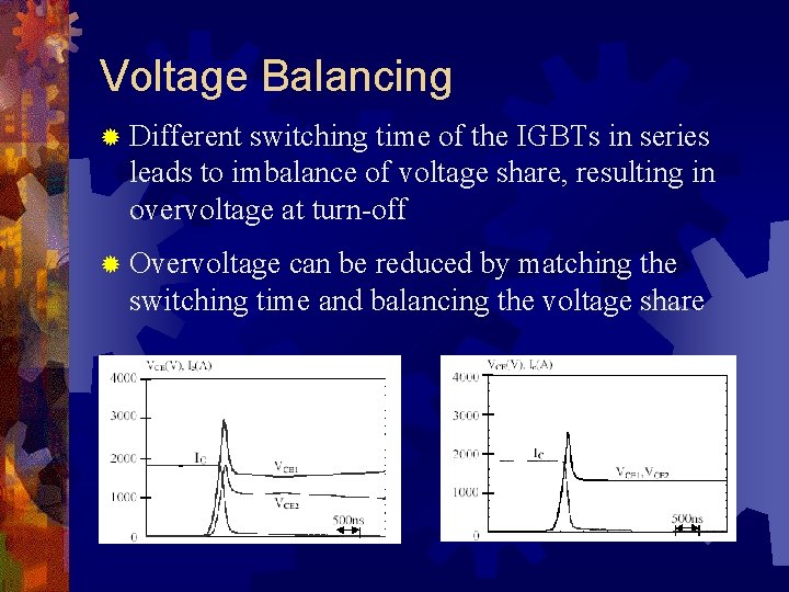 Voltage Balancing ® Different switching time of the IGBTs in series leads to imbalance