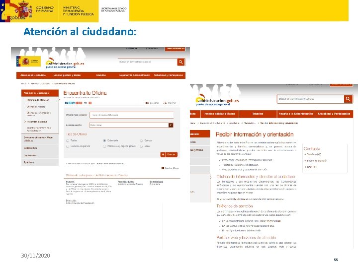 Atención al ciudadano: 30/11/2020 55 