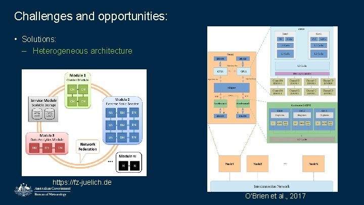 Challenges and opportunities: • Solutions: – Heterogeneous architecture https: //fz-juelich. de O’Brien et al.