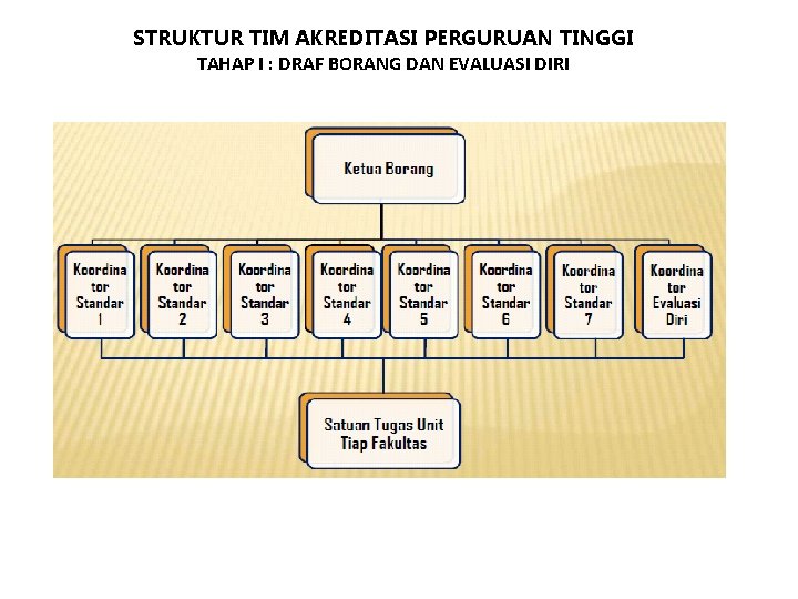 STRUKTUR TIM AKREDITASI PERGURUAN TINGGI TAHAP I : DRAF BORANG DAN EVALUASI DIRI 