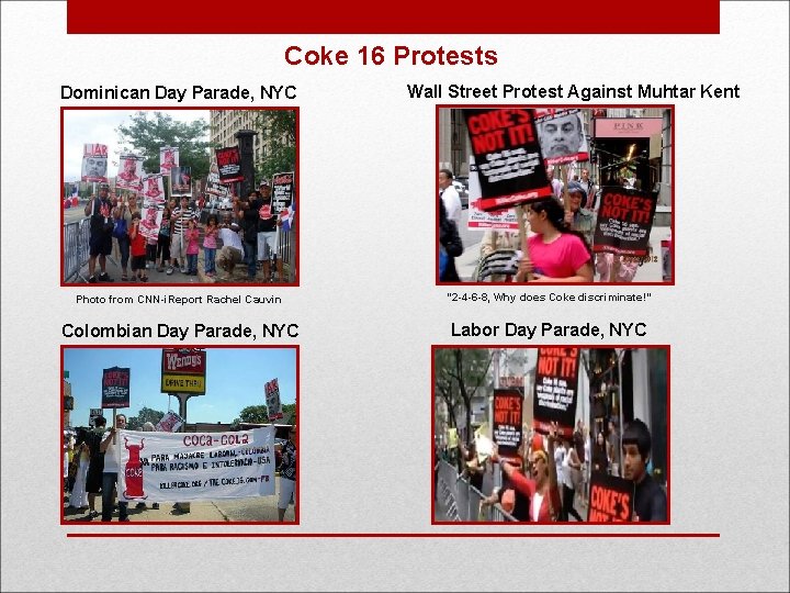 Coke 16 Protests Dominican Day Parade, NYC Wall Street Protest Against Muhtar Kent Photo