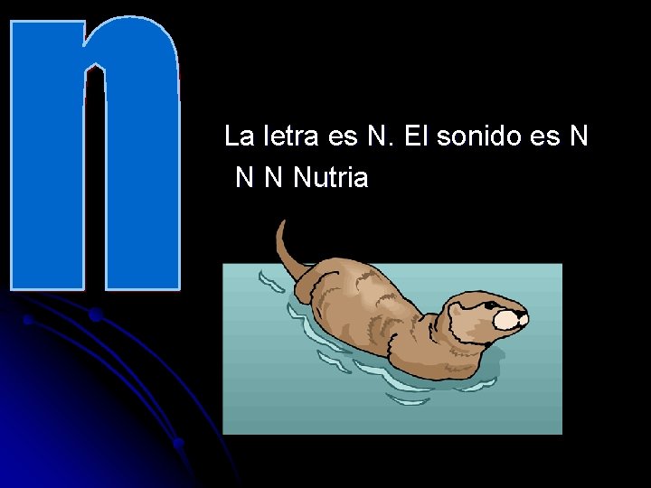 La letra es N. El sonido es N Nutria 