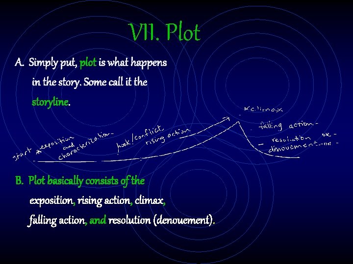 VII. Plot A. Simply put, plot is what happens in the story. Some call