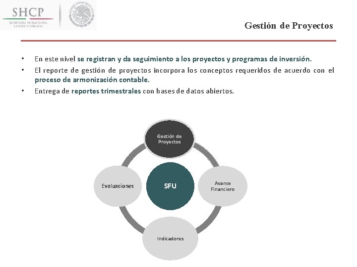 Gestión de Proyectos • • • En este nivel se registran y da seguimiento