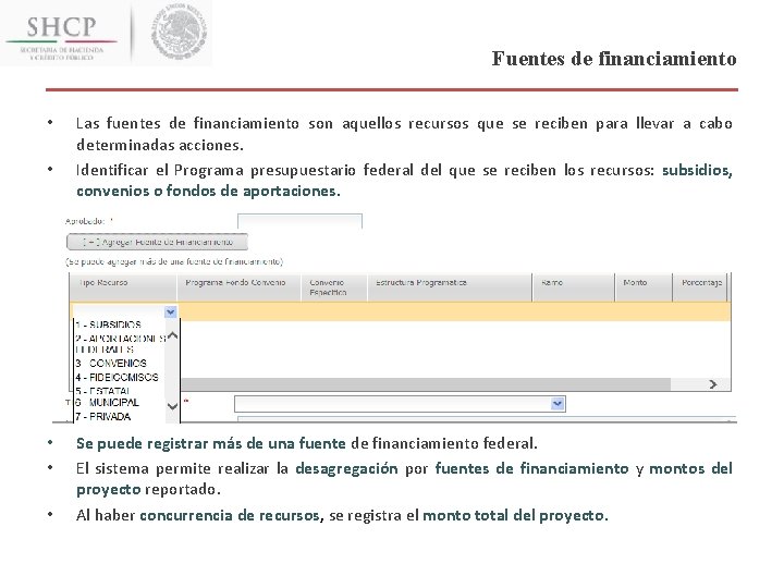 Fuentes de financiamiento • • • Las fuentes de financiamiento son aquellos recursos que