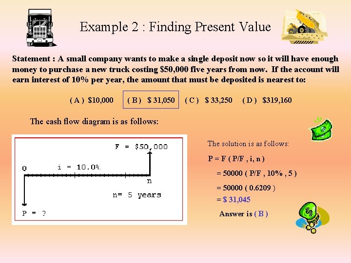 Example 2 : Finding Present Value Statement : A small company wants to make