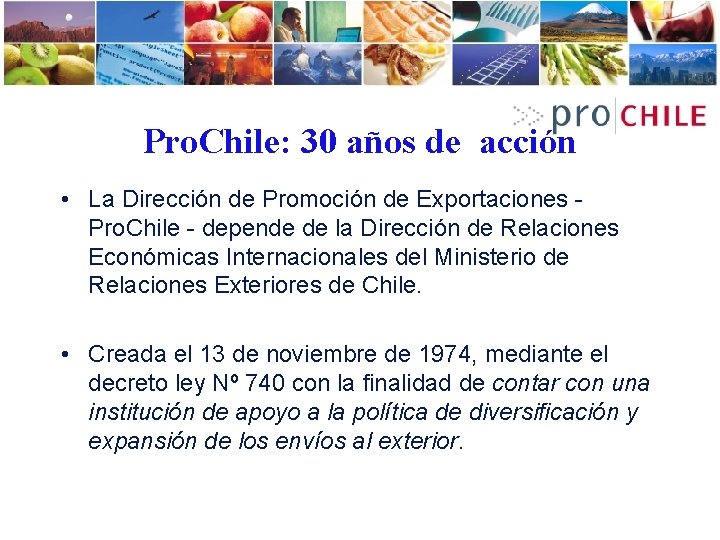 Pro. Chile: 30 años de acción • La Dirección de Promoción de Exportaciones -