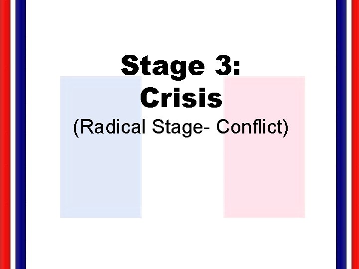 Stage 3: Crisis (Radical Stage- Conflict) 