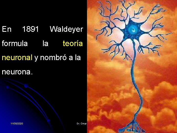 En 1891 formula Waldeyer la teoría neuronal y nombró a la neurona. 11/30/2020 Dr. En 1891 formula Waldeyer la teoría neuronal y nombró a la neurona. 11/30/2020 Dr.