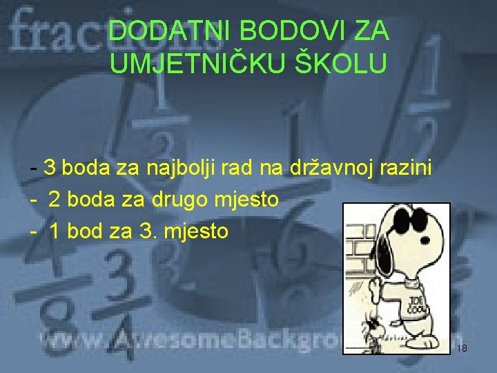 DODATNI BODOVI ZA UMJETNIČKU ŠKOLU - 3 boda za najbolji rad na državnoj razini