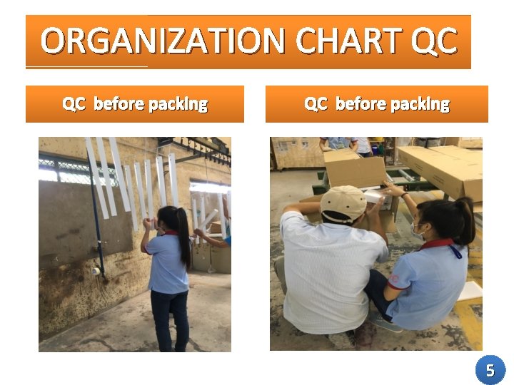 ORGANIZATION CHART QC QC before packing 5 