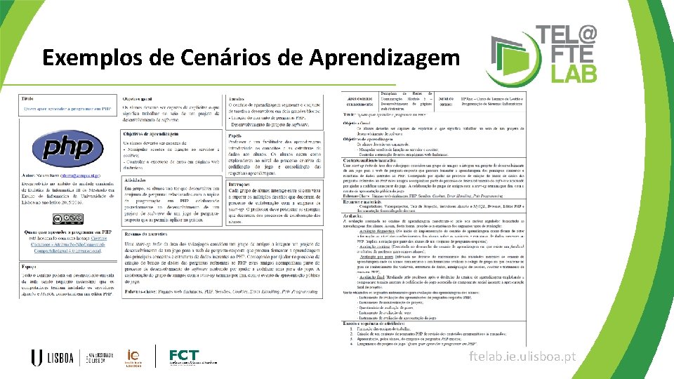 Exemplos de Cenários de Aprendizagem ftelab. ie. ulisboa. pt 