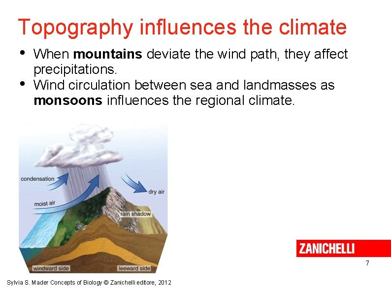 Topography influences the climate • • When mountains deviate the wind path, they affect