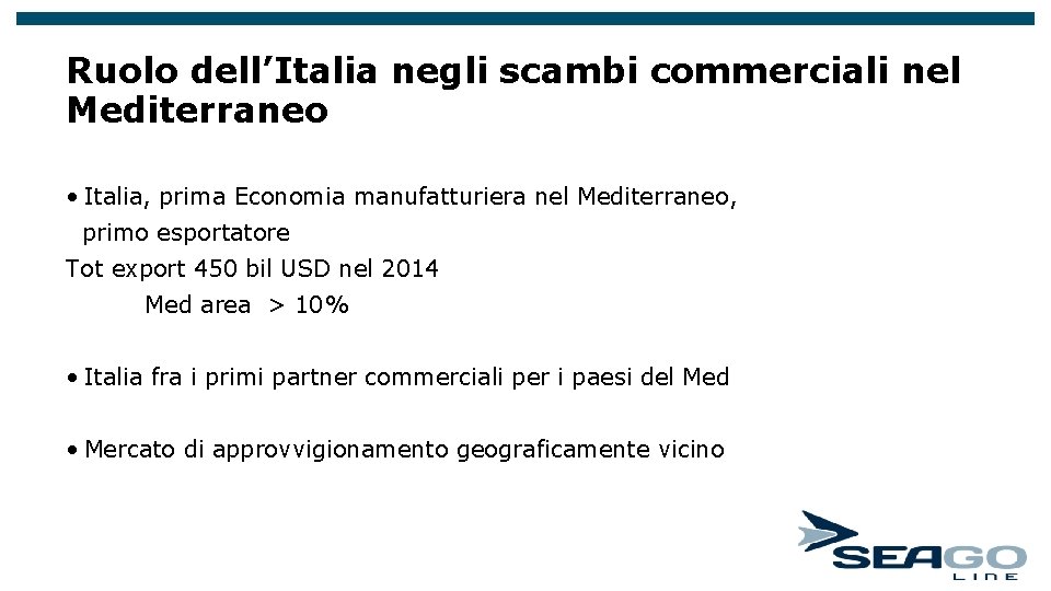 Ruolo dell’Italia negli scambi commerciali nel Mediterraneo • Italia, prima Economia manufatturiera nel Mediterraneo, Ruolo dell’Italia negli scambi commerciali nel Mediterraneo • Italia, prima Economia manufatturiera nel Mediterraneo,