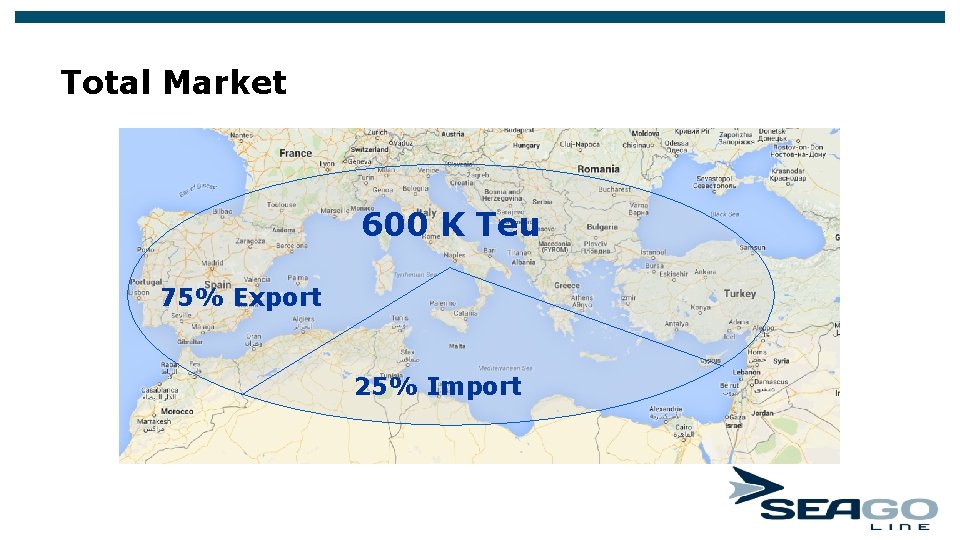 Total Market 600 K Teu 75% Export 25% Import Total Market 600 K Teu 75% Export 25% Import