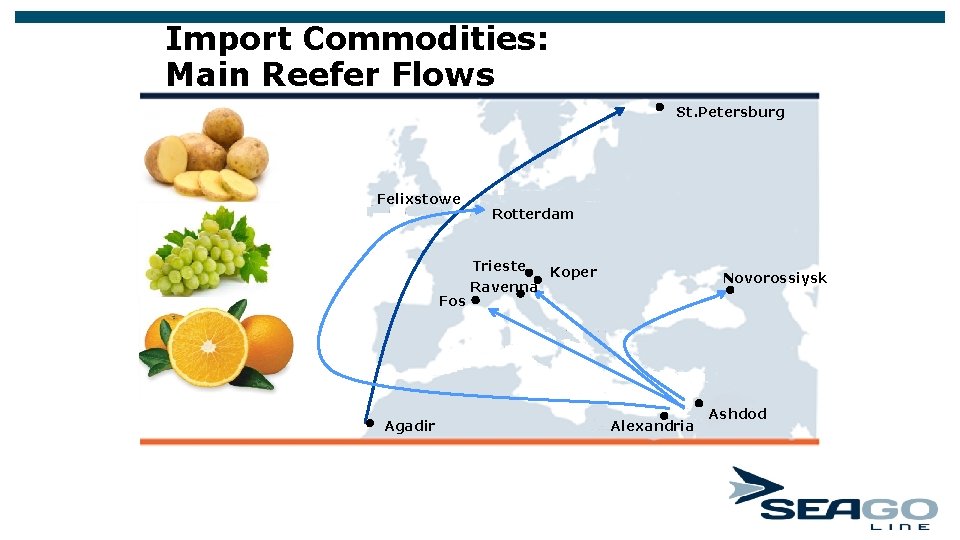Import Commodities: Main Reefer Flows St. Petersburg Felixstowe Fos Agadir Rotterdam Trieste Koper Ravenna Import Commodities: Main Reefer Flows St. Petersburg Felixstowe Fos Agadir Rotterdam Trieste Koper Ravenna