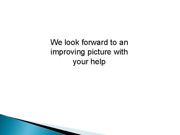 We look forward to an improving picture with your help 