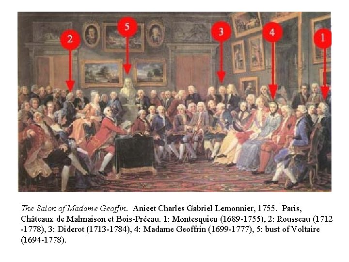 The Salon of Madame Geoffin. Anicet Charles Gabriel Lemonnier, 1755. Paris, Châteaux de Malmaison