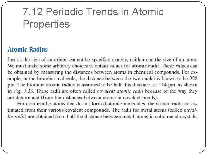7. 12 Periodic Trends in Atomic Properties 