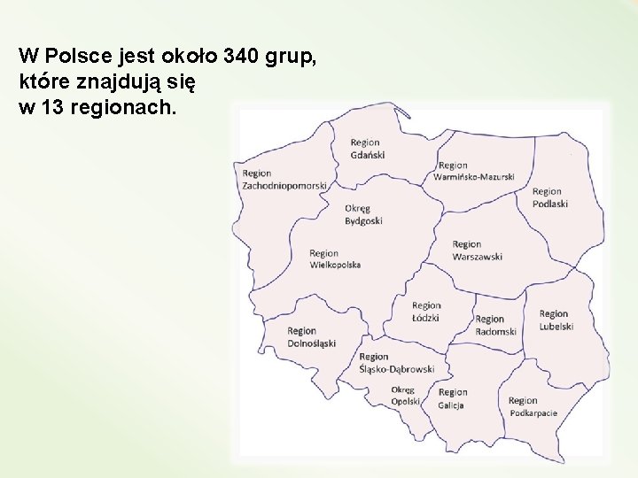W Polsce jest około 340 grup, które znajdują się w 13 regionach. 