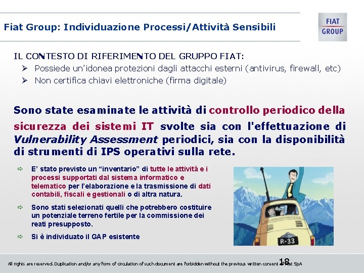 Fiat Group: Individuazione Processi/Attività Sensibili IL CONTESTO DI RIFERIMENTO DEL GRUPPO FIAT: Ø Possiede