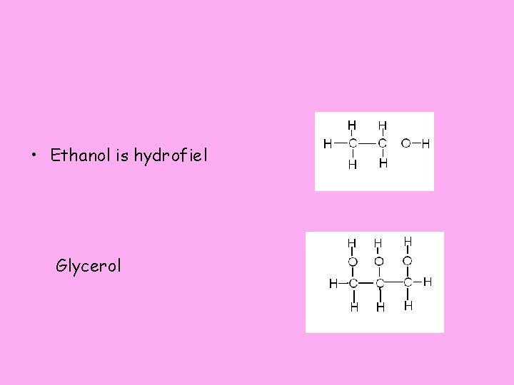  • Ethanol is hydrofiel Glycerol 
