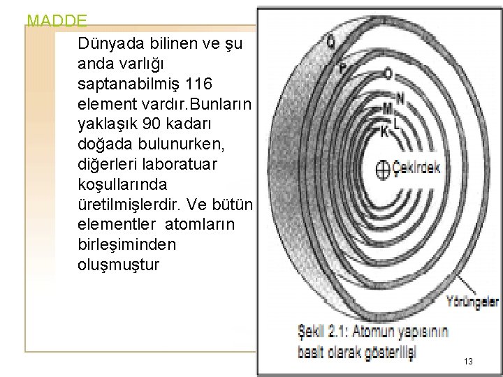 MADDE Dünyada bilinen ve şu anda varlığı saptanabilmiş 116 element vardır. Bunların yaklaşık 90