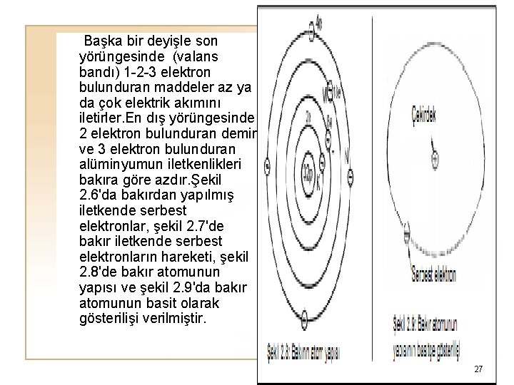  Başka bir deyişle son yörüngesinde (valans bandı) 1 -2 -3 elektron bulunduran maddeler