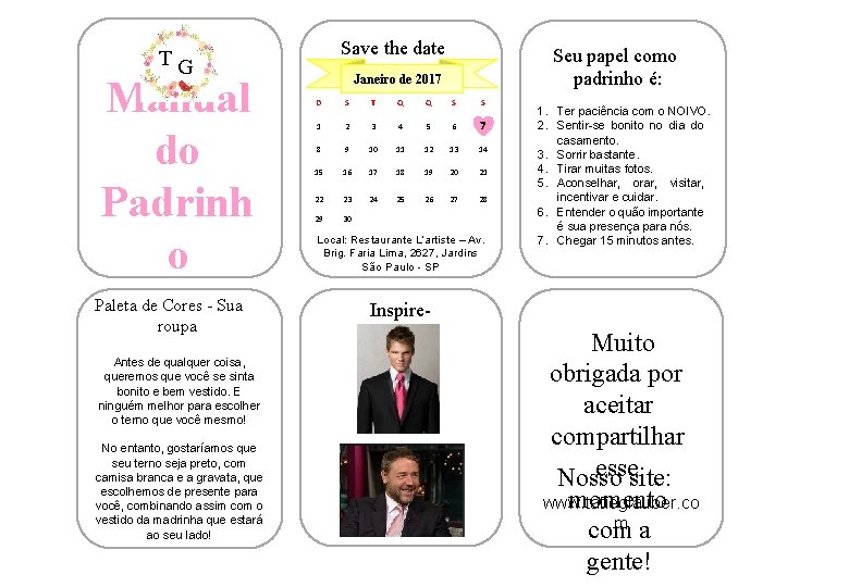 Save the date TG Manual do Padrinh o Paleta de Cores - Sua roupa