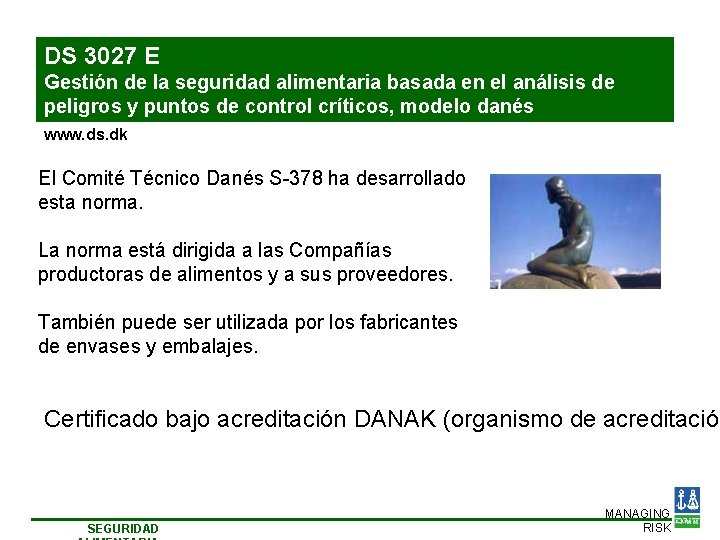 DS 3027 E Gestión de la seguridad alimentaria basada en el análisis de peligros