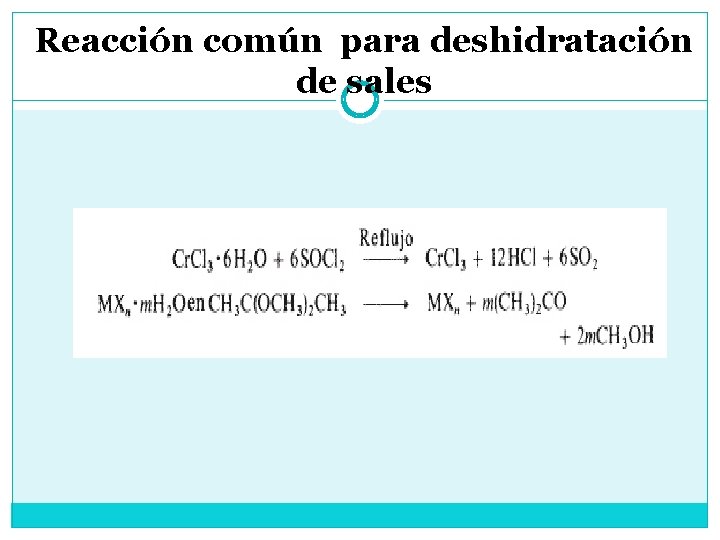 Reacción común para deshidratación de sales 