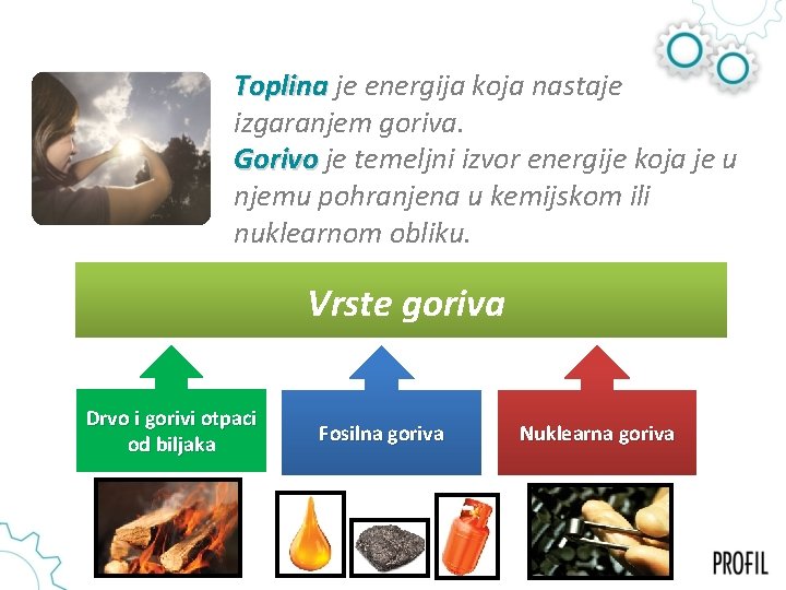 Toplina je energija koja nastaje izgaranjem goriva. Gorivo je temeljni izvor energije koja je