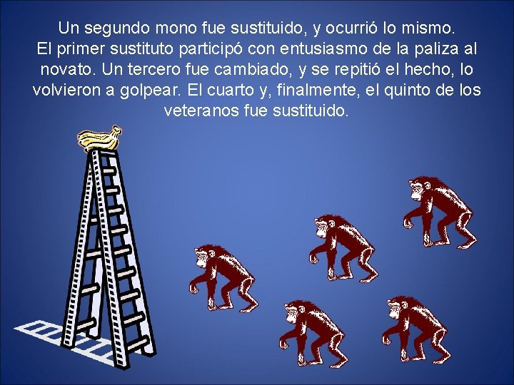 Un segundo mono fue sustituido, y ocurrió lo mismo. El primer sustituto participó con