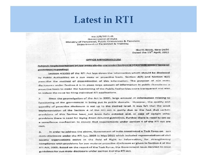 Latest in RTI Latest in RTI
