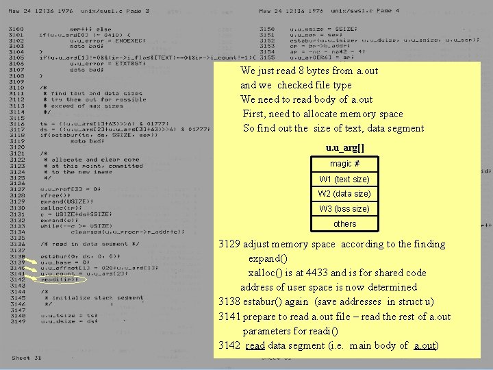 8 words We just read 8 bytes from a. out and we checked file 8 words We just read 8 bytes from a. out and we checked file
