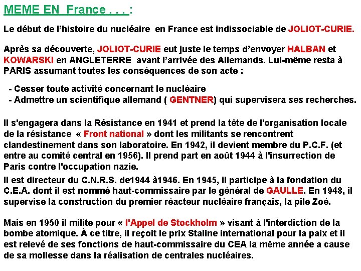 MEME EN France. . . : Le début de l’histoire du nucléaire en France